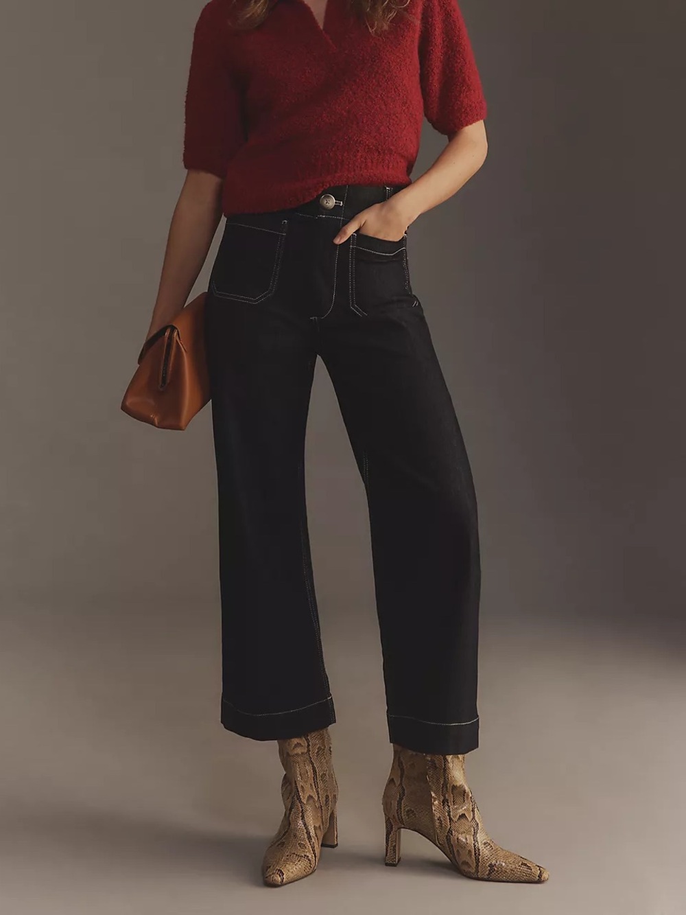 BLACK Maeve Colette High-Rise Wide-Leg Cropped Jeans anthropologie